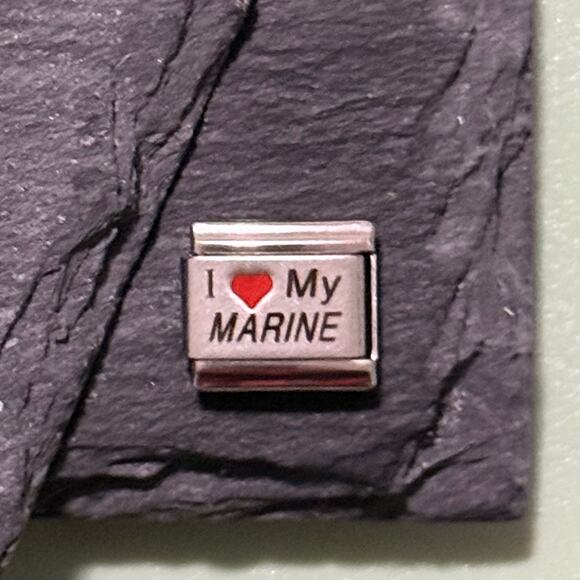 I ❤️ My Marine Italian Charm Bracelet Link - Picture 1 of 1